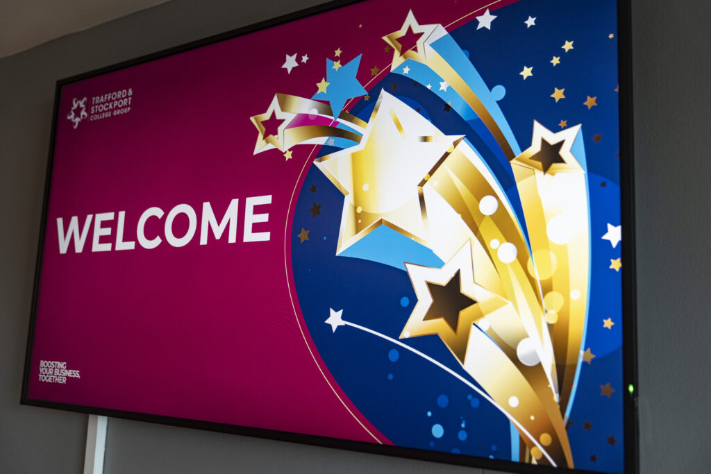 Welcome tv screen with shooting stars on